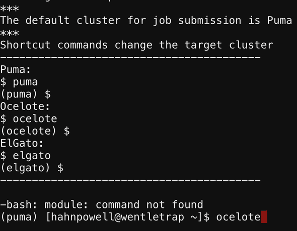 ood shell for the ocelote cluster